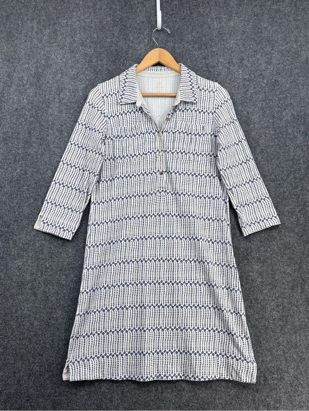 Spartina 449 Blue & White Preppy Resortwear Coastal Grandma Shift Dress Size S